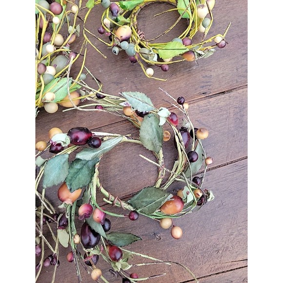 Lot 7 Pip Berry Vine Napkin Candle rings 2.5” & 4.5" opening Red Burgundy Green - Picture 5 of 8